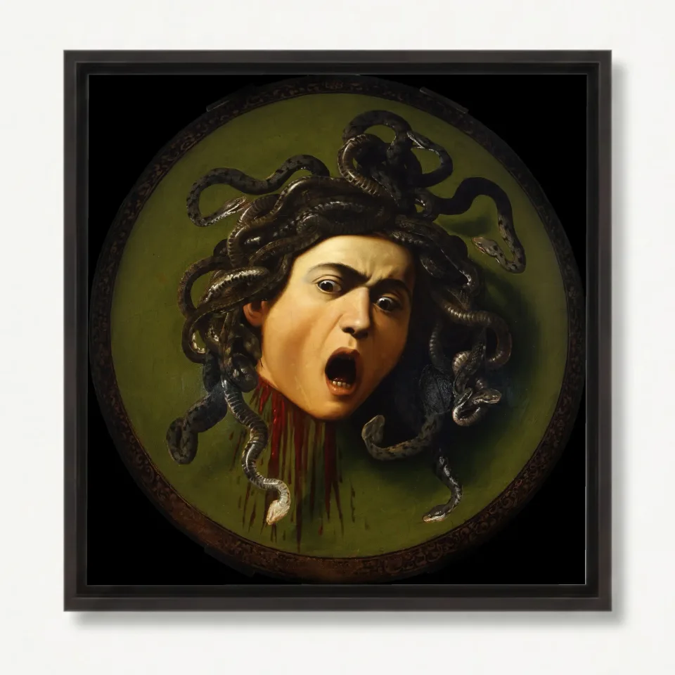 Kopf der Medusa mit Schlangenhaar im Barockstil