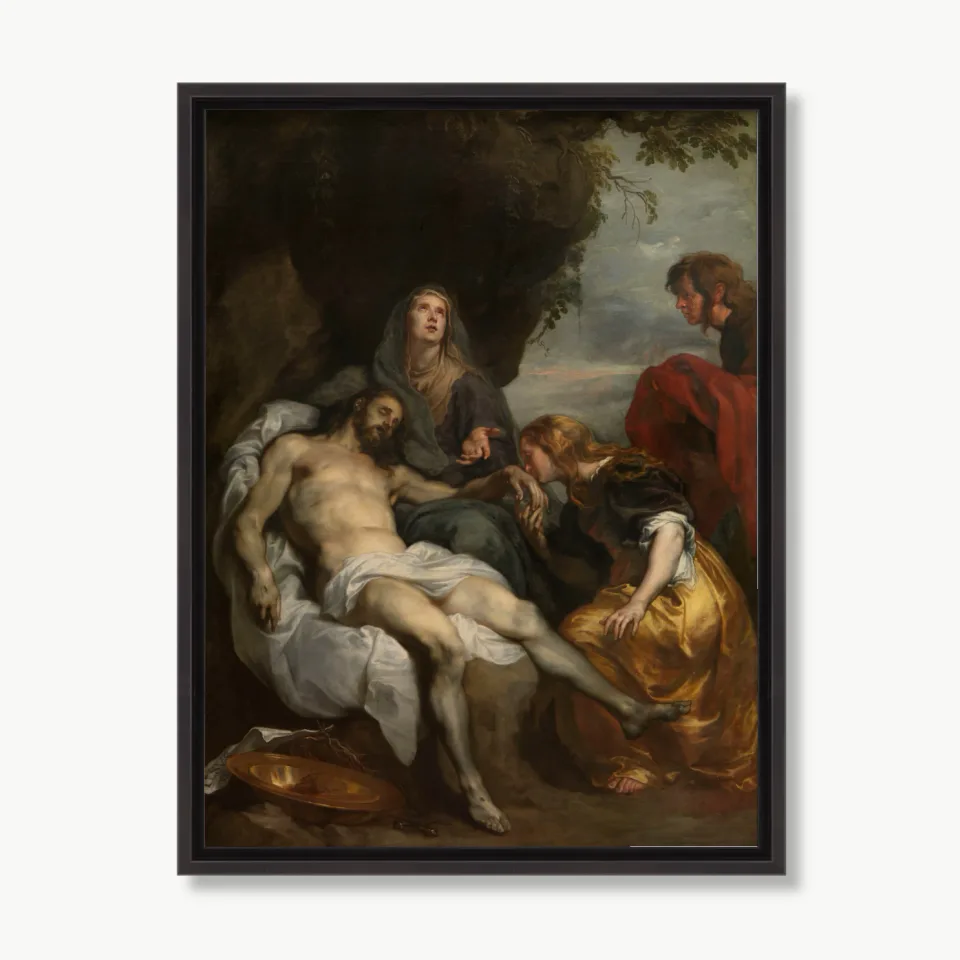 Pintura Religiosa Clássica de Figuras em Luto