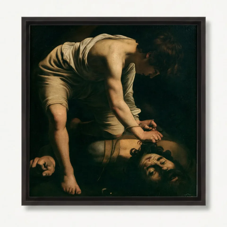 Dramatic Baroque Painting of Figure and Fallen Opponent