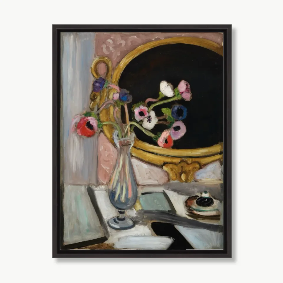Vase of Anemones Before a Gilded Mirror