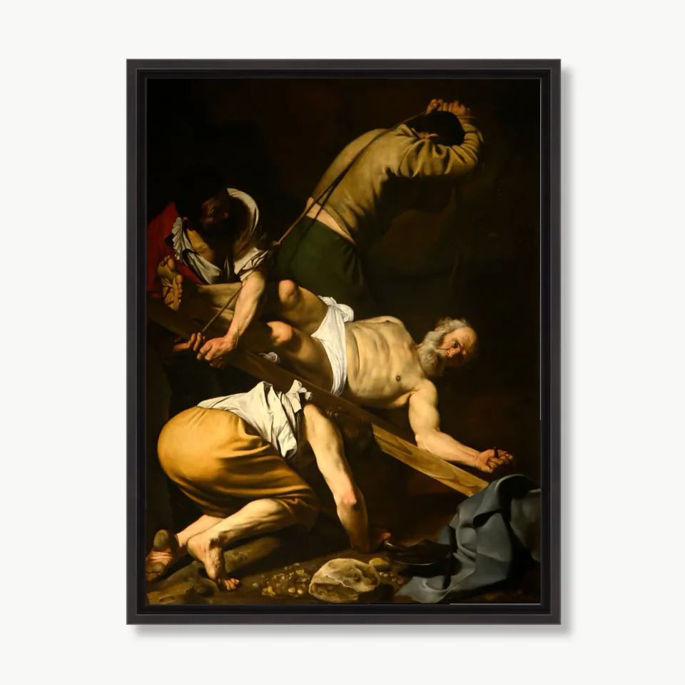 Dramatic Baroque Scene of Figures Raising a Wooden Cross